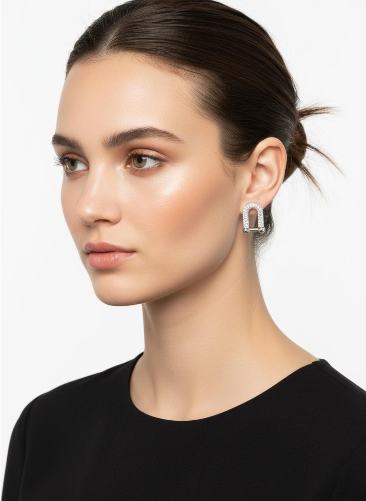 ✨ Pavé U-Link Stud Earrings