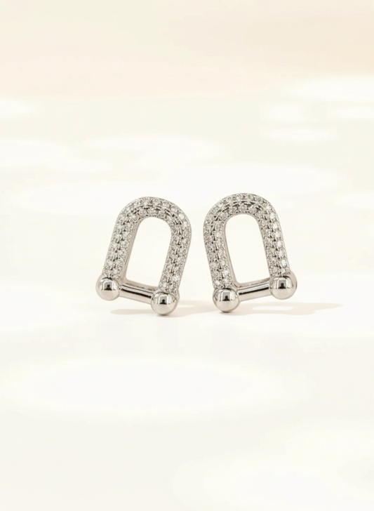✨ Pavé U-Link Stud Earrings