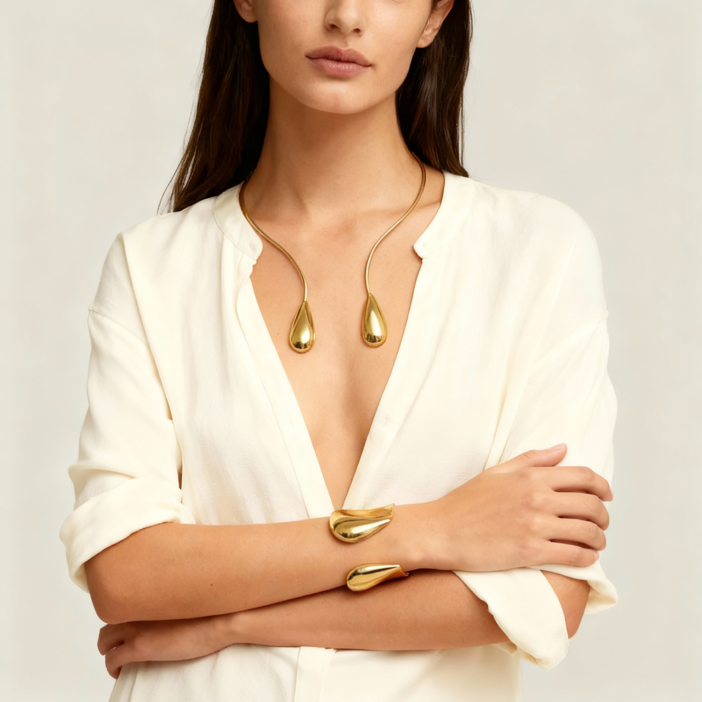 ✨ Golden Drops Set – Necklace & Bracelet ✨